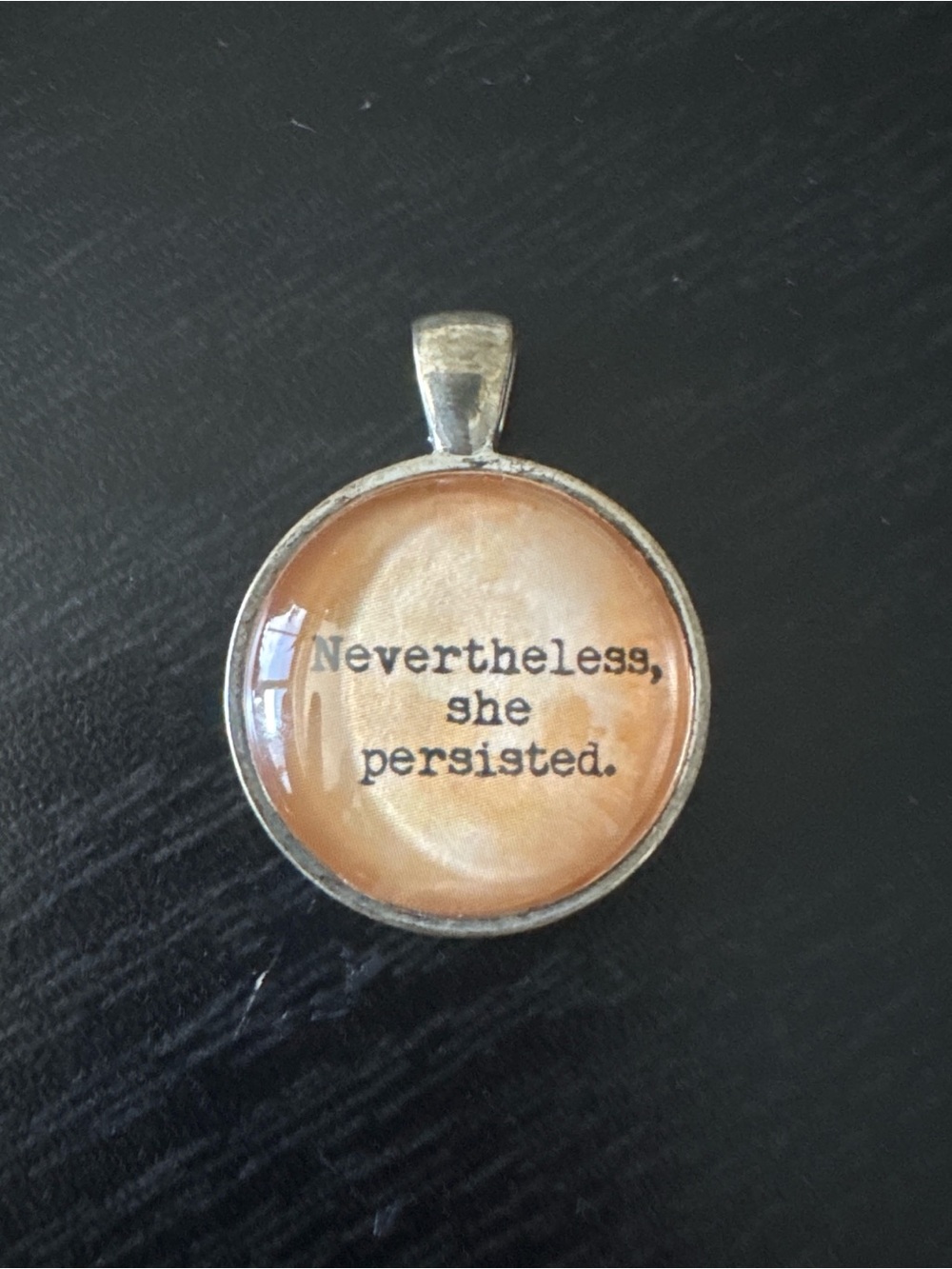Nevertheless, She Persisted Orange Inspirational Pendant Necklace